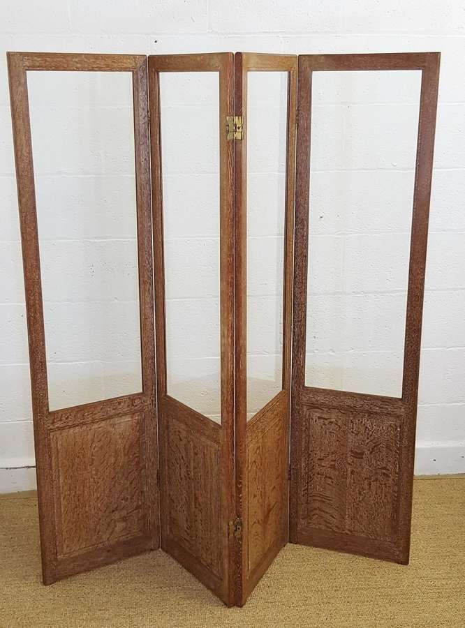 HEALS LIMED OAK COTSWOLD STYLE ROOM DIVIDER / DRESSING SCREEN C1920