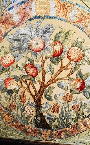 WILLIAM MORRIS APPLE TREE EMBROIDERY FIRESCREEN C1880