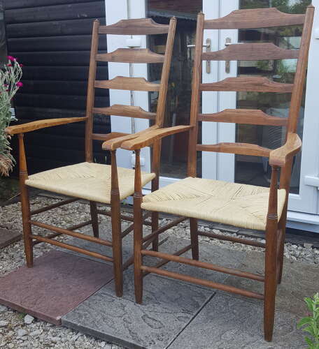 RARE IMPORTANT SIGNED PAIR PHILIP CLISSETT 'PASSMORE' CHAIRS C1890 ARTS AND CRAFTS