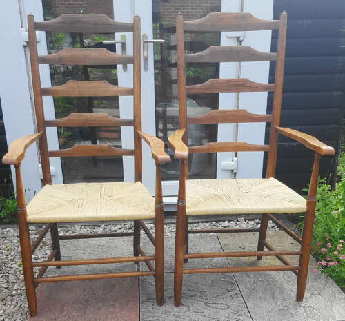 RARE IMPORTANT SIGNED PAIR PHILIP CLISSETT 'PASSMORE' CHAIRS C1890 ARTS AND CRAFTS