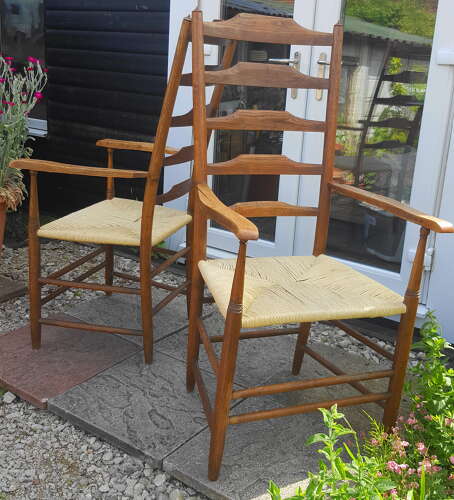 RARE IMPORTANT SIGNED PAIR PHILIP CLISSETT 'PASSMORE' CHAIRS C1890 ARTS AND CRAFTS