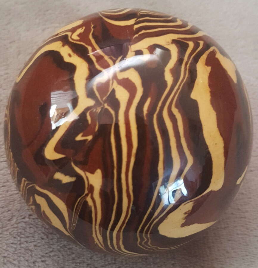 Rare 18thc Grand Tour English Agateware Pottery Ball c1780