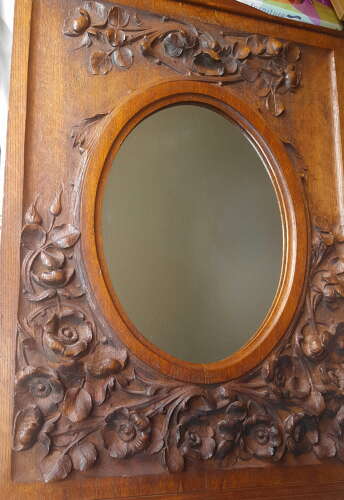 Arthur Simpson Kendal Carved Oak Mirror c1910