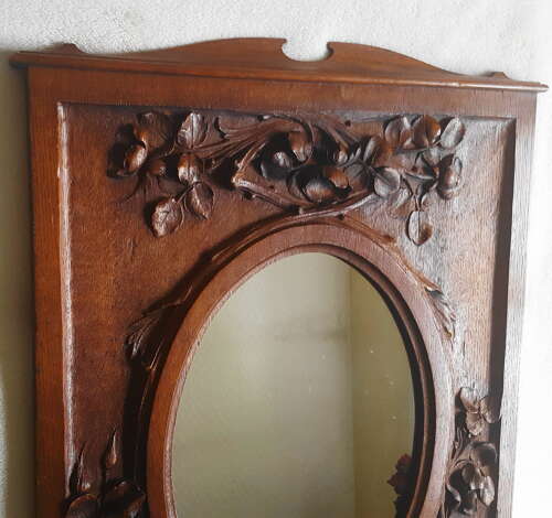 Arthur Simpson Kendal Carved Oak Mirror c1910
